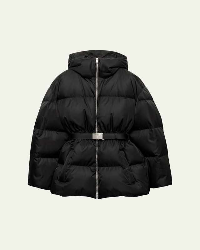 Belted Re-Nylon Puffer Jacket
